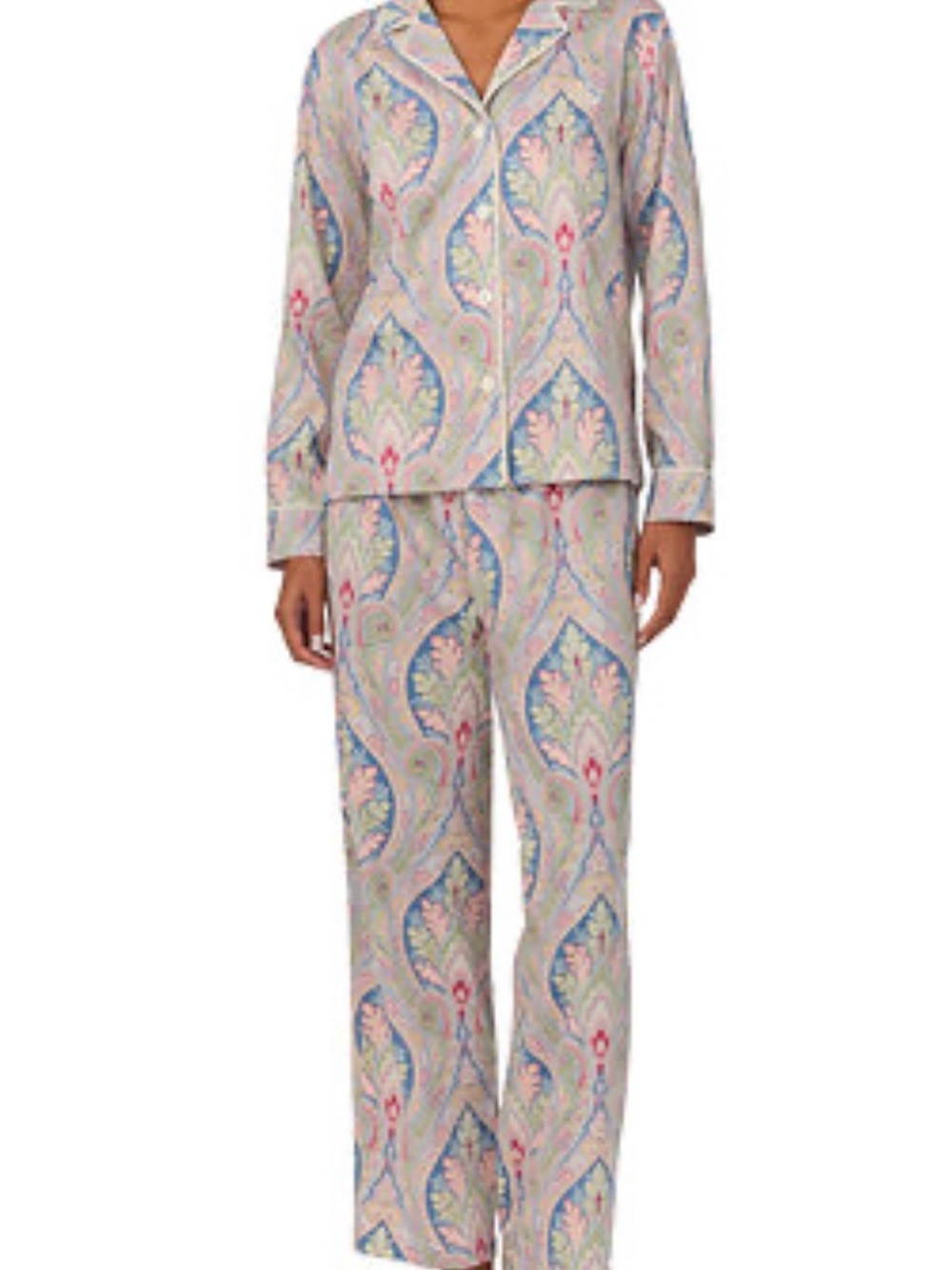 Ralph Lauren Pastel Paisley Two-Piece Women's Pajama Set - Cream, Blue, Pink